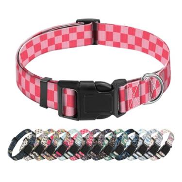 Imagem de SXboxing Coleira para cães, coleira fofa para cães pequenos, médios e grandes, coleiras macias personalizadas para animais de estimação com fivela de liberação rápida para caminhada, corrida, rosa