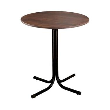 Imagem de Mesa de Jantar Redonda 80cm Preta Tampo Madeira Imbuia