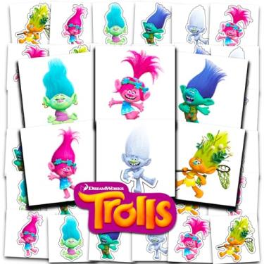 Imagem de DREAMWORKS TROLLS Pacote De Lembrancinhas Festa Com Tatuagens ~ 72 Temporárias Individuais Perfuradas 5 Cm Para Meninos E Meninas (Suprimentos Trolls)