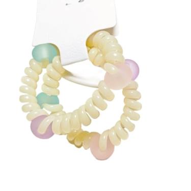 Imagem de Faixas de cabelo de algodão extra forte e antiderrapante para mulheres e meninas, acessórios de cabelo de casamento (2 geleias bege, multicoloridas)