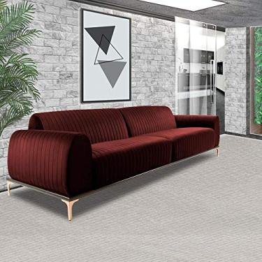 Imagem de Sofá 3 Lugares Sala de Estar Bipartido Base de Madeira Euro 230 cm Veludo Vinho - Gran Belo