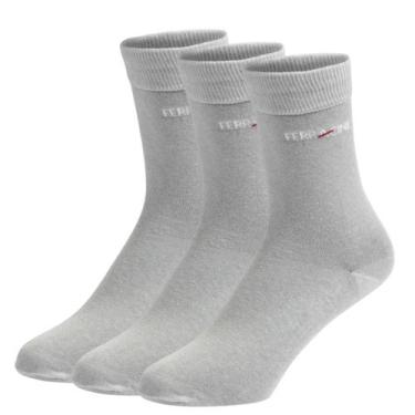 Imagem de Kit com 3 Meias Masculinas Ferracini Algodão Confortável, Cinza claro,
