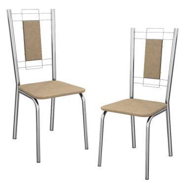 Imagem de Kit 2 Cadeiras Cromada Sala Jantar 2c005cr Corino Kappesberg Capuccino