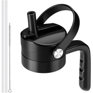 Imagem de Tampa de substituição para garrafa de água de boca larga Hydroflask, tampas superiores com canudo para acessórios Hydro Flask, tampa de alça de garrafa esportiva superior para Hydroflask 12 16 20 32