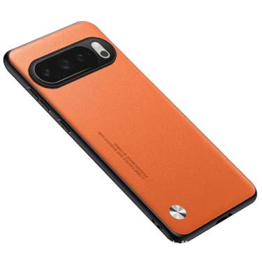 Imagem de HAOMRIYL Capa de couro para Google Pixel 10 Pro XL/10 PRO/10, proteção à prova de choque capa de telefone slim fit minimalista capa de negócios, laranja, 10