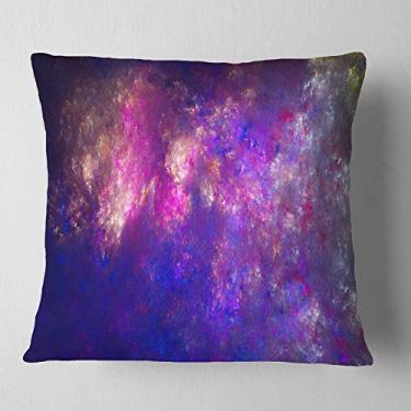 Imagem de Designart Clear Purple Starry Fractal Sky Sala de estar, Sofá, Travesseiro + Capa de almofada impressa em ambos os lados 66 cm x 66 cm