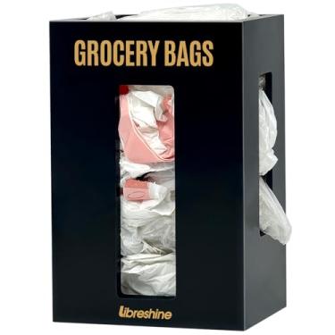 Imagem de Libreshine Organizador grande de sacolas de compras sob a pia, suportes de sacolas plásticas para armário de sacolas de compras, suporte de sacola de compras de bambu preto para montagem na