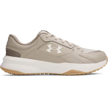 Imagem de Under Armour Tênis masculino de couro Edge, Timberwolf Taupe/Branco/Branco Summit, 39