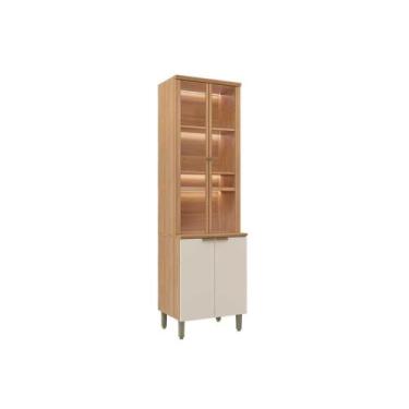 Imagem de Cristaleira Sala Jantar Selene 4 Ptas 2 c/ Vidro Reflecta e Leads 65cm