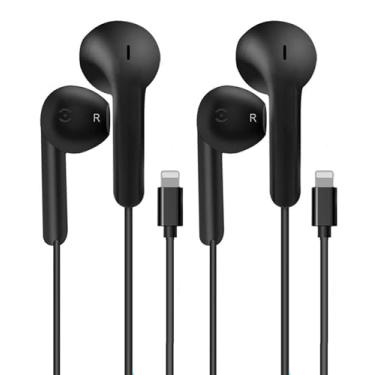 Imagem de Fones de ouvido com fio para iPhone com conector Lightning, fones de ouvido intra-auriculares com certificado Apple MFi com microfone compatíveis com iPhone 14 13 12 11 Pro Max X XS XR 8 7 Plus (preto