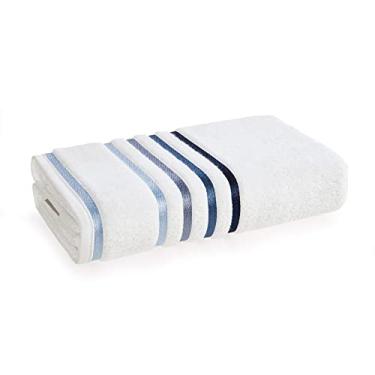 Imagem de Karsten Toalha Banhão Lumina - Branco Com Azul 86 x 150 Q