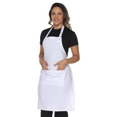 Imagem de Avental com fivela para ajuste e bolso - Demorgan Uniformes, Branco, U