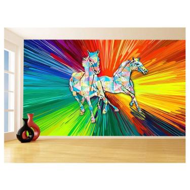 Imagem de Papel De Parede Animais Pop Art Cavalos Cores 3,5M Pxa353