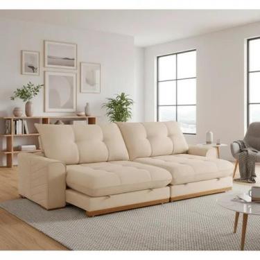 Imagem de Sofá Argo Linho 290 cm B25cm Meu Sofá Online, A294 LINHO CREME