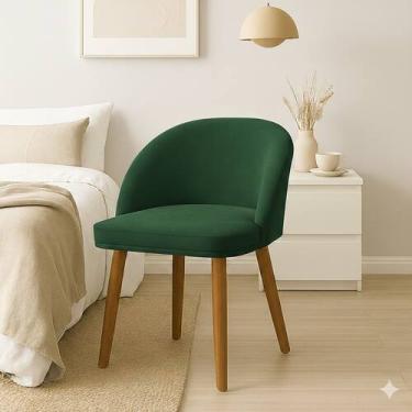 Imagem de Cadeira Lua Slim Decorativa Tecido Veludo Pés Palito - Pétala, VERDE