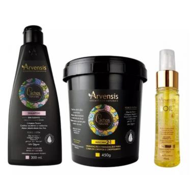 Imagem de Kit Arvensis Shampoo Cachos Máscara 2x1 Finalizador Tec Oil