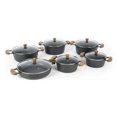 Imagem de Panela E Frigideira Ceramica Antiaderente Aluminio Fundido Preto - Div