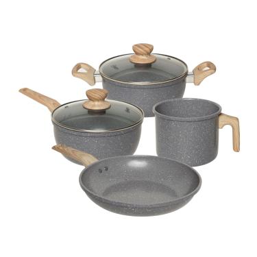 Imagem de Conjunto De Panelas 4 Peças Com Revestimento Cerâmico Marble Edition - Dark Grey