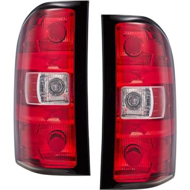 Imagem de Awayet Compatível com conjuntos de luzes traseiras Chevy Silverado 1500 2500 HD 3500 HD 2007-2013 sem lâmpada traseira de chicote de fiação (lente cromada/vermelha) um par