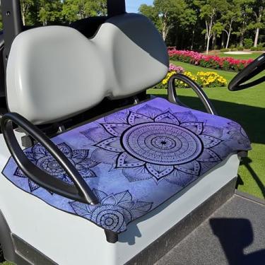 Imagem de Capas de assento de carrinho de golfe, cobertor de toalha de assento de carrinho de golfe com estampa de mandala roxa, 100% microfibra, macio e confortável, carro de clube universal e mais carrinhos