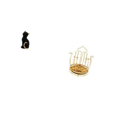 Imagem de Fenteer Estátua de Gato de Resina, Estatueta Decorativa E Suporte Giratório para Escorredor de Copos, Organizador para Entrada, Estante, Armário, Sala de Esta