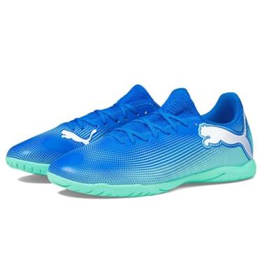 Imagem de PUMA Tênis de futebol masculino Future 7 Play Indoor Trainer, Hyperlink azul-menta-branco, 45