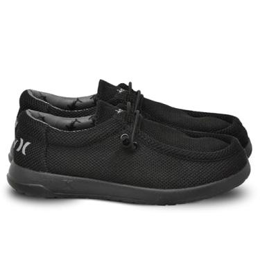 Imagem de Hurley Sapatos de lona Melky para meninos e meninas – Mocassins com cadarço, Preto - 2, 4 Big Kid