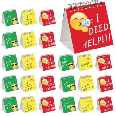 Imagem de 24 peças I Need Help Mini Flip Chart Sinais - Autoavaliação Flip Cards Ferramentas de Gerenciamento de Sala de Aula para Professores, Cartões de Aprendizagem de Comportamento de Estudante para Ensino