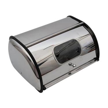 Imagem de Baoblaze Caixa de pão com tampa de enrolar, organizador rústico em formato de tambor para, caixa de armazenamento de pães para cafeteria, despensa de, L