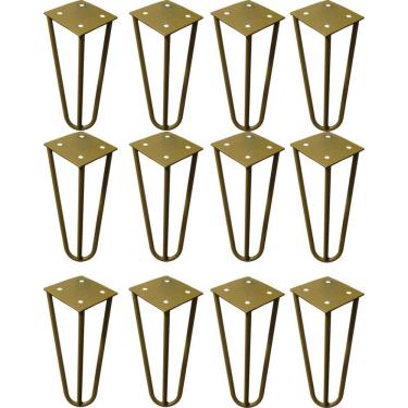 Imagem de Kit 12 Pés de Metal 15 CM Hairpin Legs Mesas de Centro Puffs Dourado