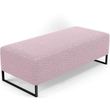 Imagem de Puff Decorativo Sala de Estar Bali W01 Base Ferro 120x50 cm Bouclê Rosê - Lyam Decor