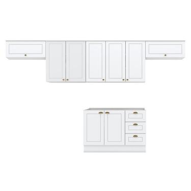 Imagem de Cozinha Modulada Americana 5 Peças Com Armário 2 Portas 80cm Branco Hp - Henn