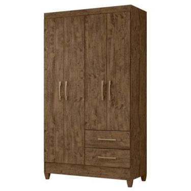 Imagem de Guarda Roupa Solteiro Chile 4 Portas Castanho Wood - Moval - MOVAL MOV