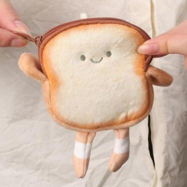 Imagem de Porta-moedas de biscoito de pelúcia de desenho animado fofo torradas pão cartão chave armazenamento fone de ouvido carteira chaveiro carro sacos decoração pingente, Bolsa de pão torrada, Desenho