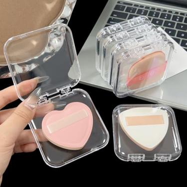 Imagem de Estojo quadrado de armazenamento de pó com 3 peças, esponjas de maquiagem, recipiente à prova de poeira, mini estojo de plástico transparente para ferramentas cosméticas 7,5 cm x 7,5 cm x 1,7 cm
