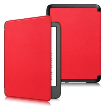 Imagem de Capa Compatível com Kindle 11º Geração Paperwhite 6.8 2021 Diversas Cores Função ON/OFF ((Não compatível com o Kindle 10° geração e 11º Geração)) ATENÇÃO: MODELO PAPERWHITE 6.8 (Vermelho)