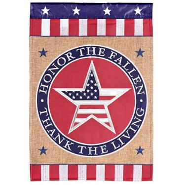 Imagem de Dicksons Bandeira de jardim patriótico, decoração do Dia dos Veteranos ao ar livre, bandeira sazonal dupla face padrão 33 x 45 cm poliéster Honor the Fallen