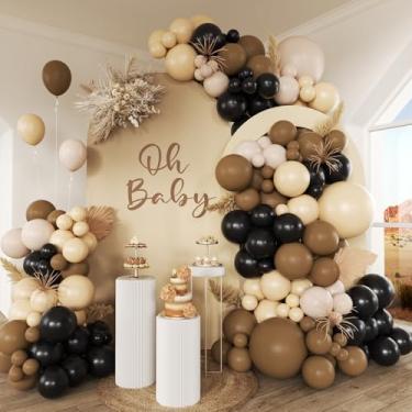 Imagem de Kit de arco de guirlanda de balão preto e marrom, preto, marrom, nude, areia, branco, balões de látex para decoração de festa de aniversário de caubói ocidental country chá de bebê
