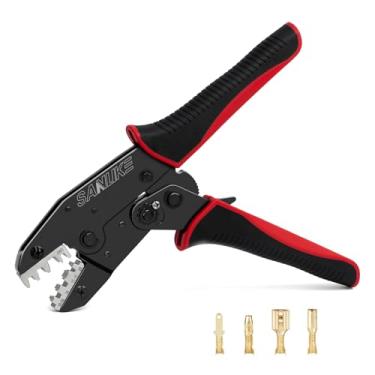Imagem de Sanuke Ferramenta de crimpagem para terminais e receptáculos abertos não isolados, ferramenta de crimpagem de fio de catraca AWG 20-10, ferramenta de crimpagem de terminal elétrico, alicate de