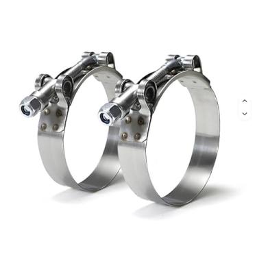 Imagem de Braçadeiras de mangueira de aço inoxidável SSP 6.3 cm, 7.6 cm, 10.2 cm polegadas, faixa de braçadeira 54-105 mm para 6.3 cm, 7.6 cm, 10.2 cm ID de mangueira, pacote com 2. (braçadeira de parafuso T de