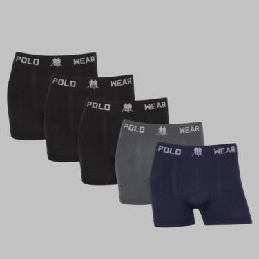 Imagem de Kit 5 Cuecas Boxer Polo Wear Masculino Original Premium Lisa, 3preto, 