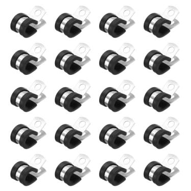 Imagem de HARFINGTON 20 braçadeiras de aço inoxidável 12 mm (1/5.1 cm) de borracha amortecidas para conduíte clipes de alça para instalação doméstica industrial automotiva fio de tubulação