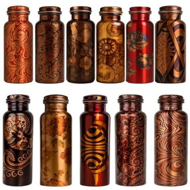 Imagem de Garrafa de água de cobre - 850 g grande - Recipiente de cobre puro ayurvédico para beber - beba mais água, reduza a ingestão de açúcar e aproveite os benefícios para a saúde imediatamente