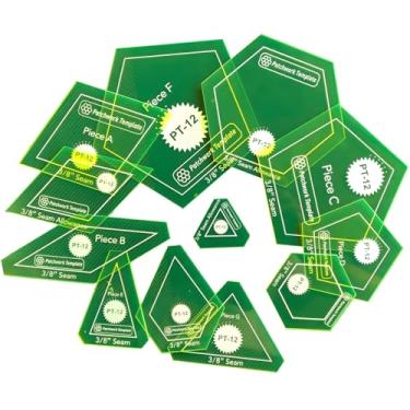 Imagem de 12 réguas de acrílico para costura, modelos multifuncionais para patchwork e formas de triângulo, ferramentas de corte de tecido precisas, materiais de artesanato para entusiastas de bricolage