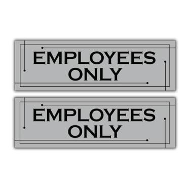 Imagem de F5Xclusive Adesivo de placa somente para funcionários, vinil premium, cinza e preto, 20 x 6 cm, uso interno e externo, sinalização profissional de loja de escritório, pacote com 2