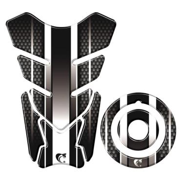 Imagem de Adesivo Protetor Tanque E Bocal Moto Yamaha Listra Preto E Cinza