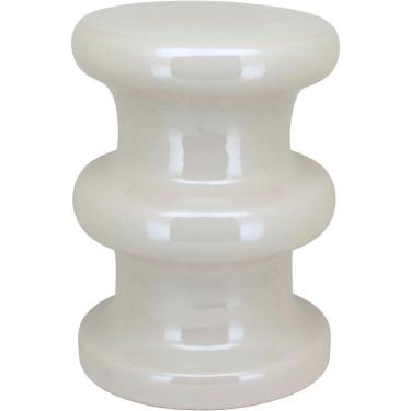 Imagem de Banqueta Banco Decorativo Jardim Gardem Cerâmica 45x33x33cm Creme