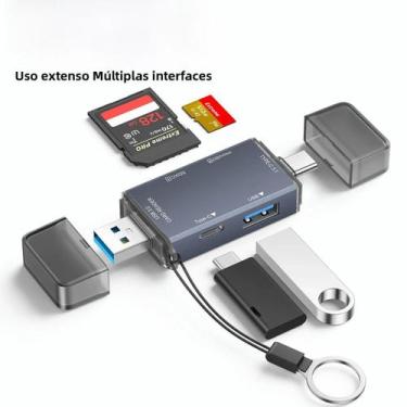 Imagem de Leitor De Cartão 6 Em 1 CF SD MicroSD Tipo C OTG, Expansão De Disco Rí