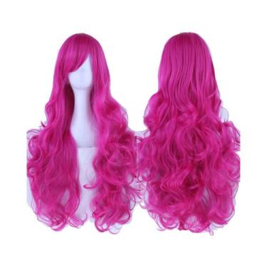 Imagem de Peruca Sintética Longa Cacheada Verde Rosa Preta Para Mulheres, Acessó