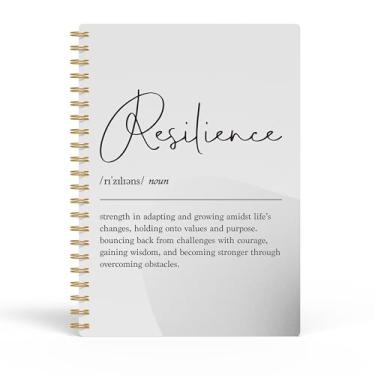 Imagem de Evcprz Caderno espiral de definição de resiliência, diário de citações motivacionais inspiradoras, diários de afirmação positiva para mulheres e homens, dicionários de resiliência, cadernos 14 x 21 cm